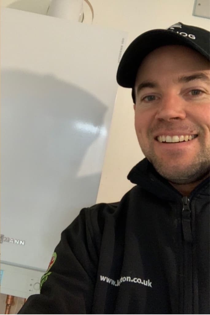 Brad Kuhlmey, plumber in Wetherby, with a Viessmann boiler installation